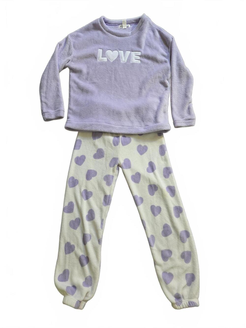 Weekend Edition Lavender Fleece 'LOVE' Pajama Set Size Small